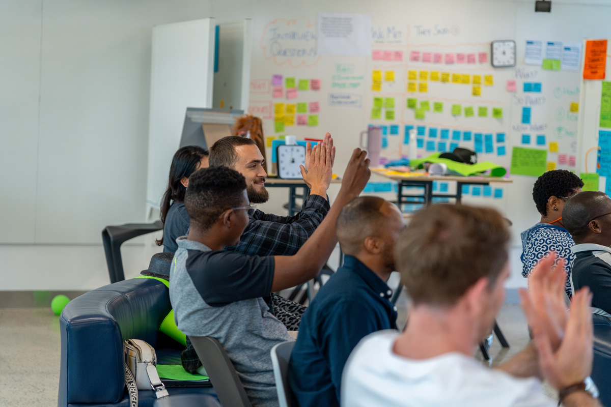 A design thinking session in the studio